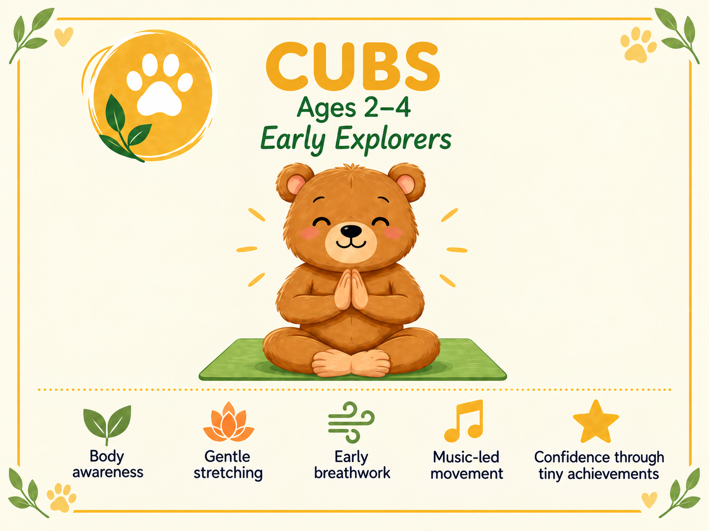 Cubs children's yoga group for ages 2 to 4